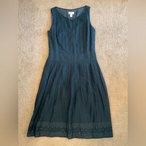 LOFT Dark Teal A-Line Midi Dress Sleeveless Lined 10 Classic Minimalist Timeless